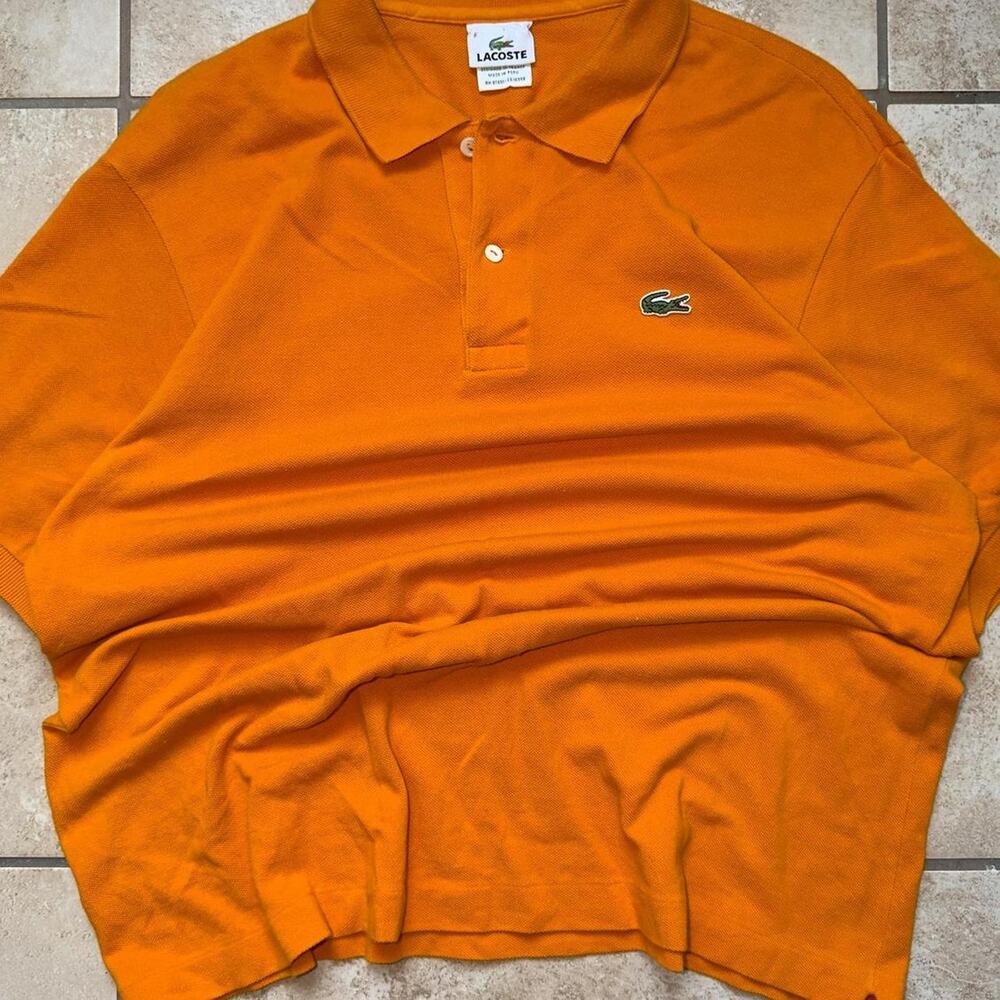 Lacoste Orange Short Sleeve Polo Shirt - Size L (6 in French Sizing)